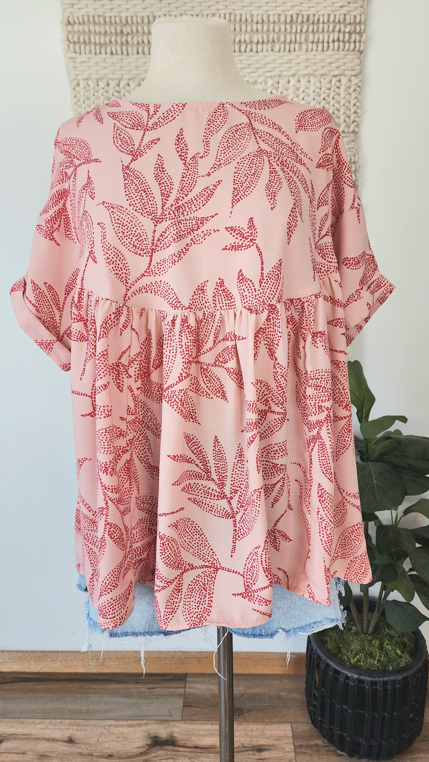 RIA oversized top in peach smoothie