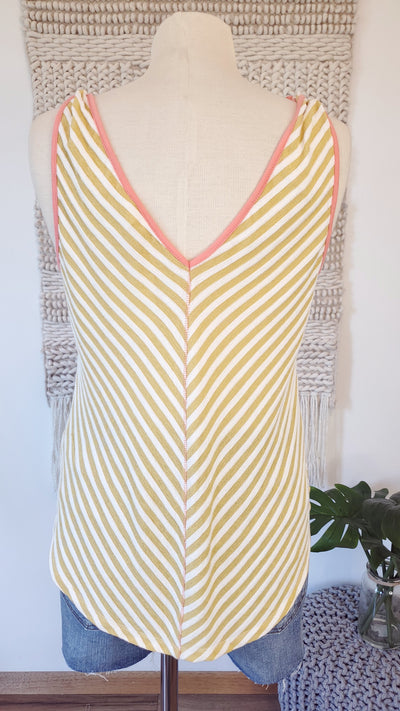 LUNA knotted tank in mustard/coral-CLEARANCE