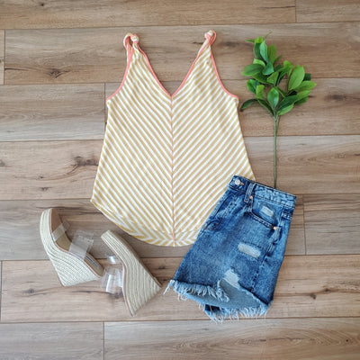 LUNA knotted tank in mustard/coral-CLEARANCE