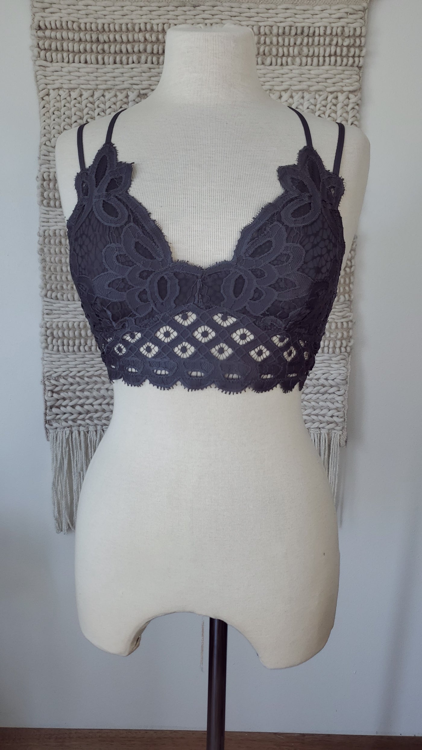 CHARLI lace bralette in charcoal