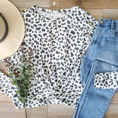 KAYLYNN animal print sweater in ivory-CLEARANCE