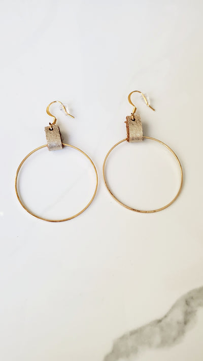 LEO leather/hoop earrings in brown sugar-CLEARANCE