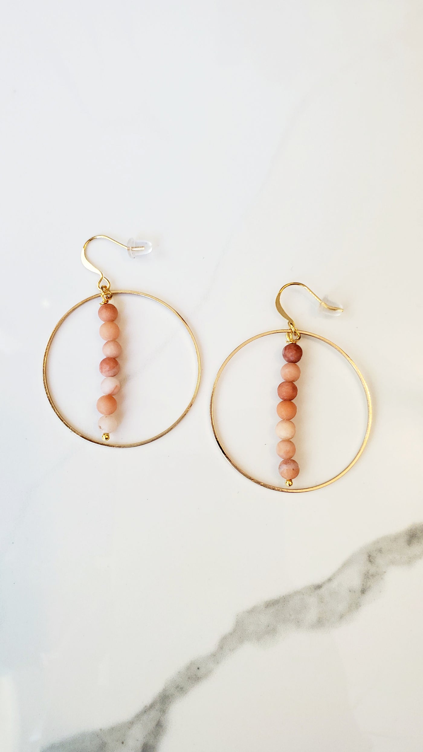 Marcella hoop earrings in coral agate-CLEARANCE