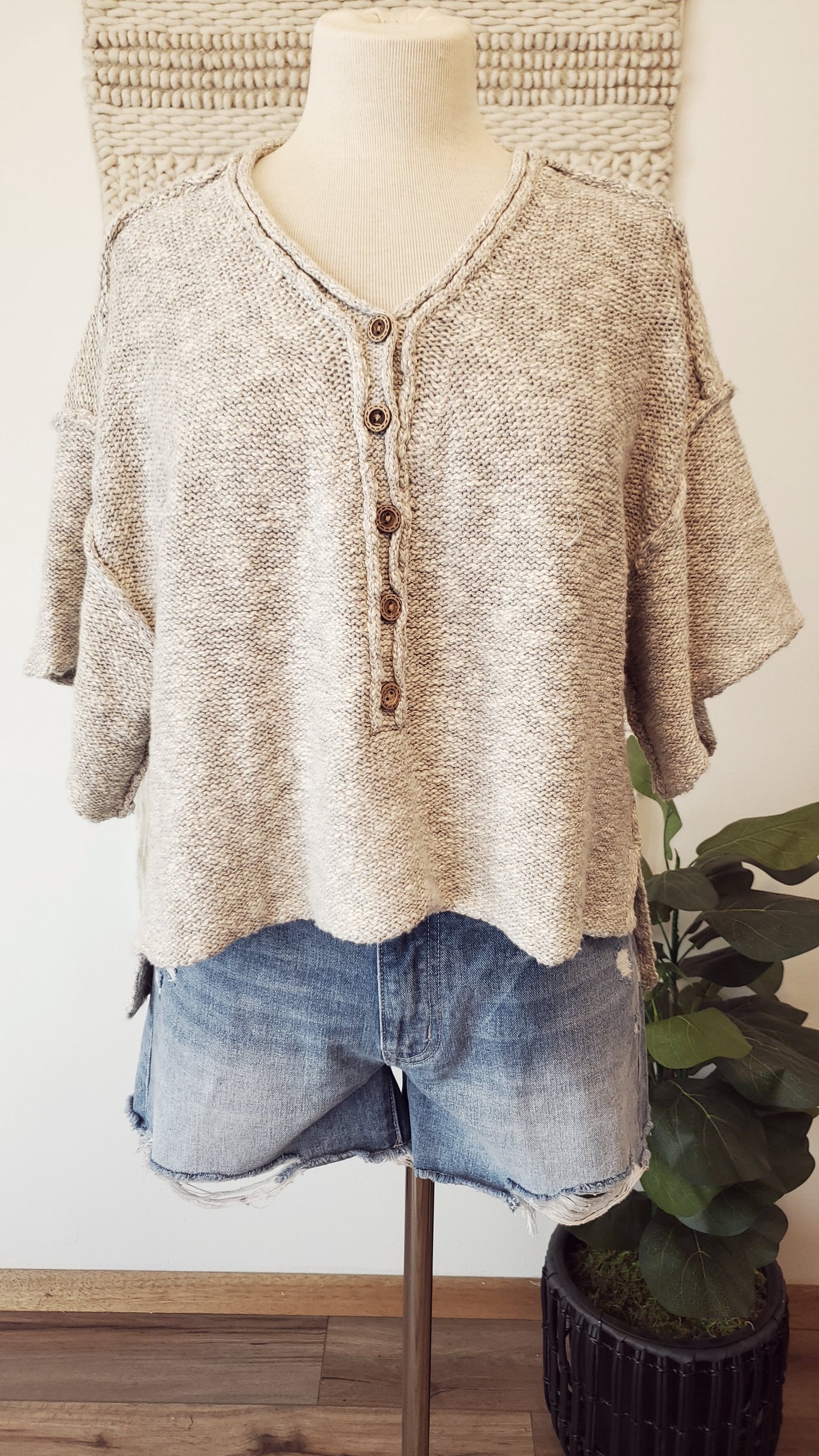 MARSHA cropped sweater in heather grey-CLEARANCE