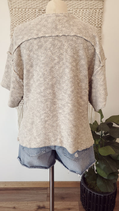 MARSHA cropped sweater in heather grey-CLEARANCE