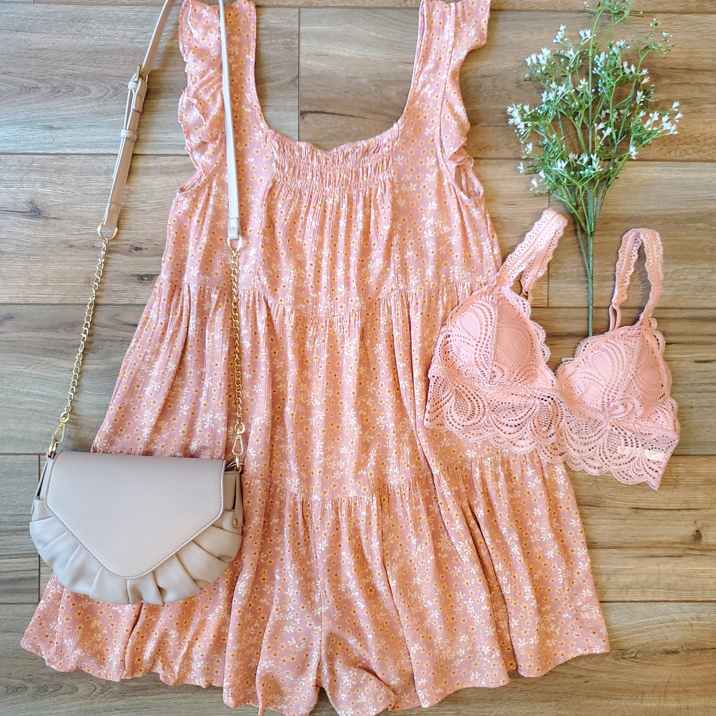 DENISE romper in coral-CLEARANCE