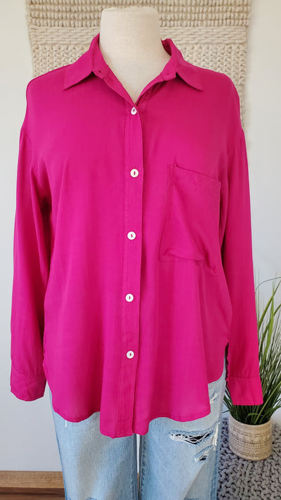 LETTIE button-down in magenta-CLEARANCE