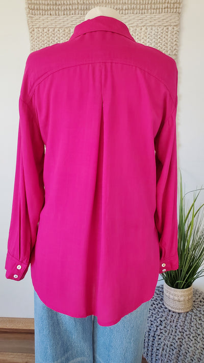 LETTIE button-down in magenta-CLEARANCE