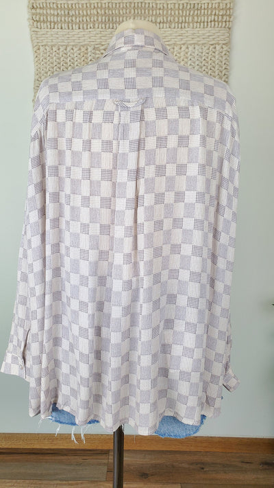INDI oversized checker top in natural-CLEARANCE
