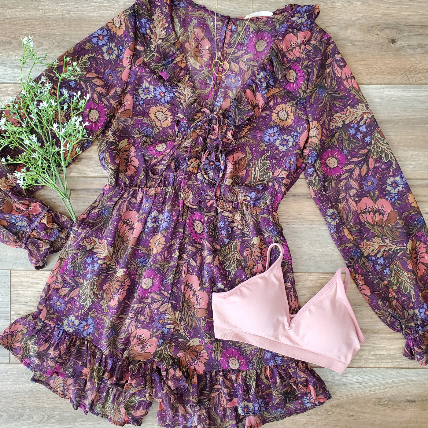 BLOSSOM long sleeve romper-CLEARANCE