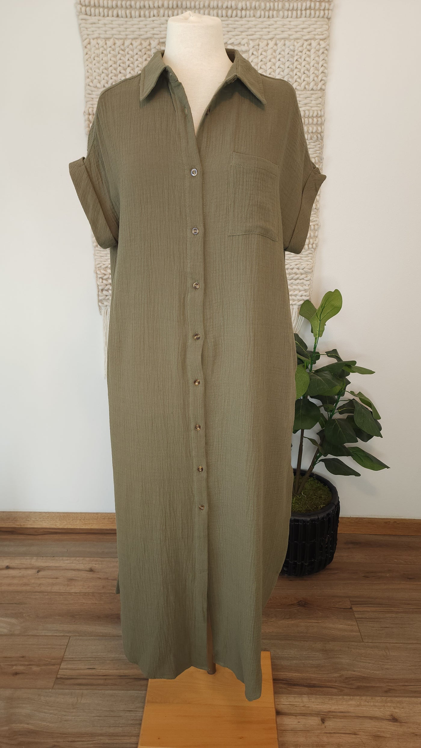 SAYDEE maxi shirt dress in olive