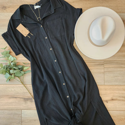 SAYDEE maxi shirt dress in black