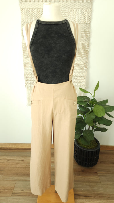 LEIGH suspender pants in taupe